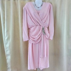 Vintage Dress Ursula of Switzerland Longsleeve Cocktail Dress Pink Size 6